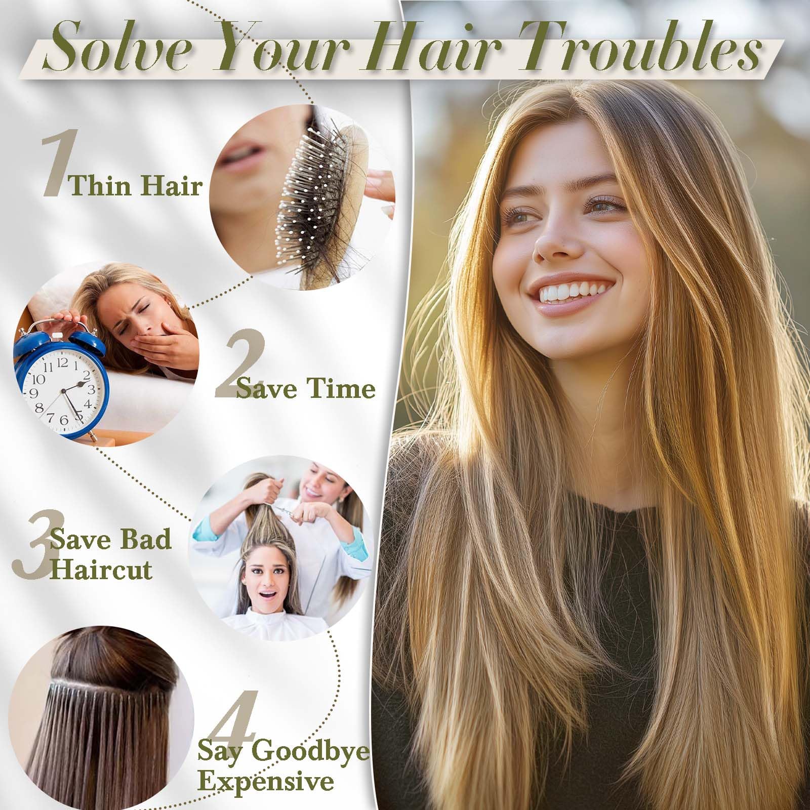 Hair Extensions Clip In 22 Inch Long Straight Clip in Hair Extensions Light Blonde with Golden Highlights Synthetic Fiber 12 PCS 180g Hairpiece for Women - Image 2