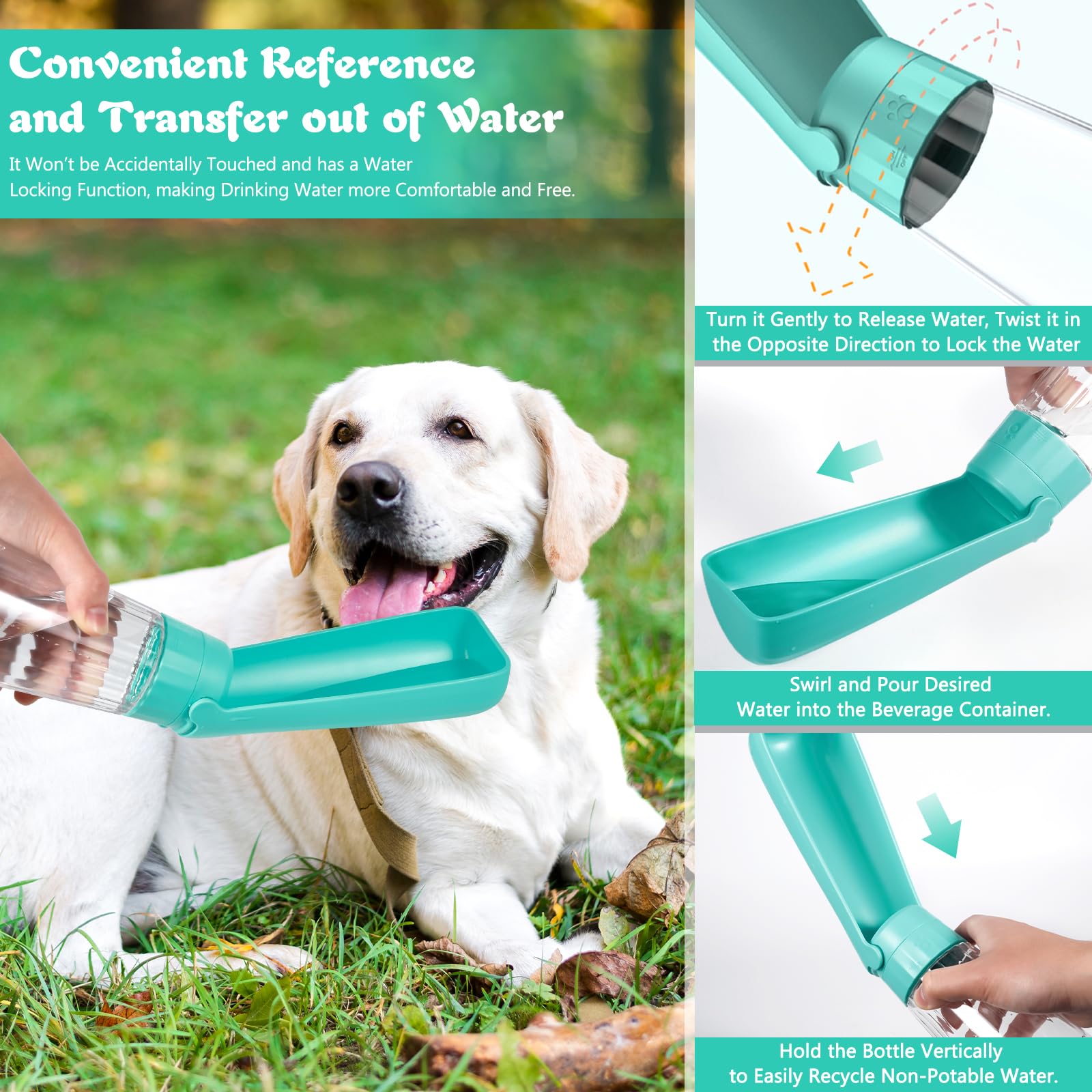 Borraccia Per Cani 550ml POWZOO - Portatile, Ripiegabile E Antigoccia - Foto 13