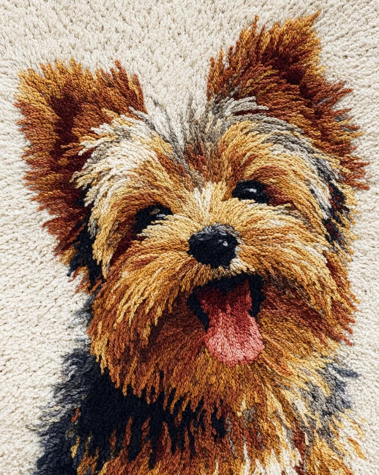 Wallphantom Latch Hook Kits for Adults Beginners Rug,Happy Yorkshire Terrier,Latch Hook Craft Kits Carpet Crochet Kits DIY Rug Making Needlework for Home Decoration,80x115cm