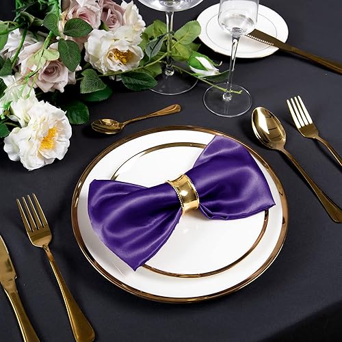 Miniatura 5 de SiinvdaBZX 100 servilletas de tela moradas de 12 x 12 pulgadas, servilletas cuadradas de satén de tamaño pequeño, servilletas de cena suaves y