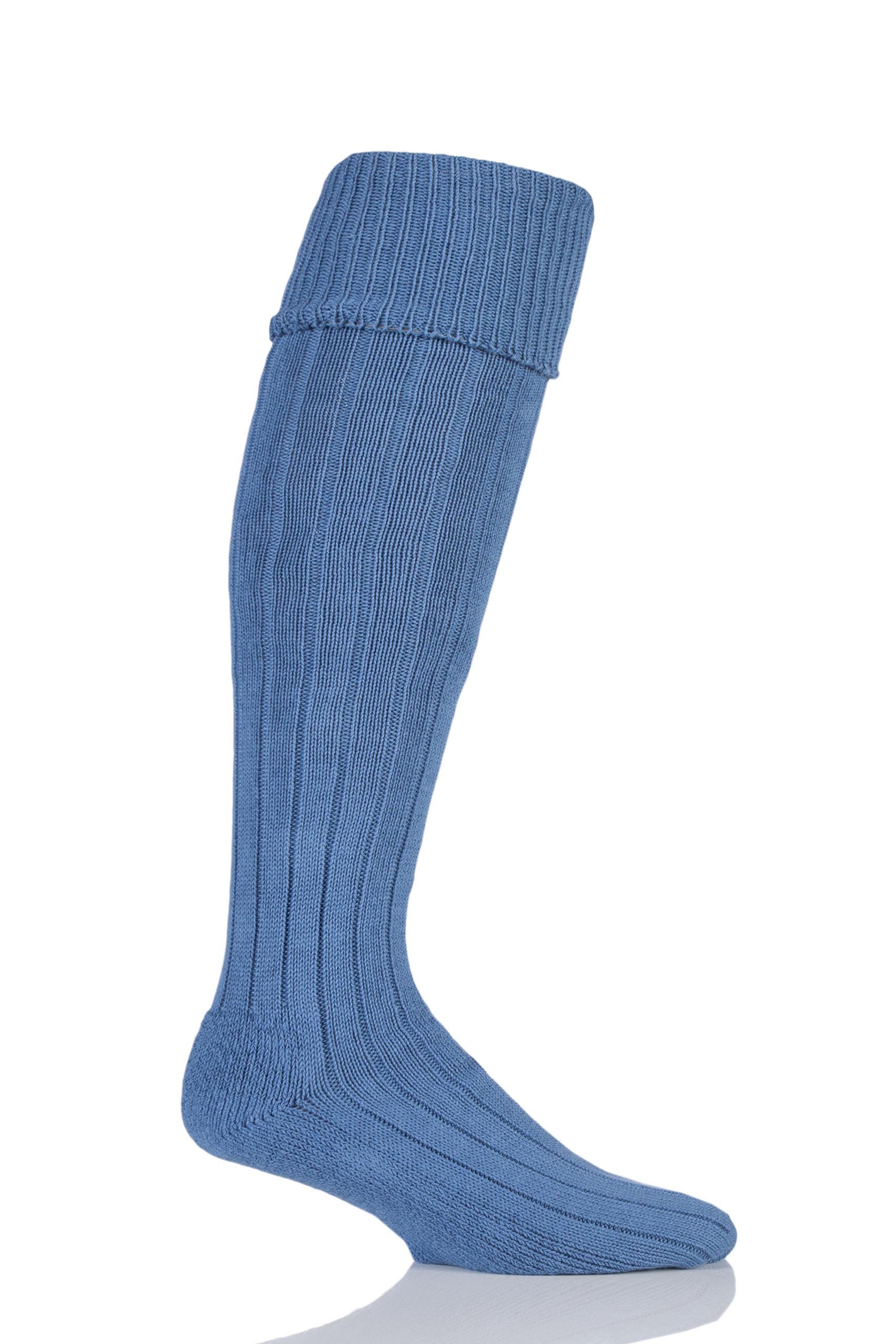 Glenmuir Mens 1 Pair Birkdale Cotton Cushioned Knee High Golf Socks Cornflower 7-11
