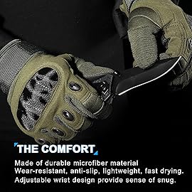WTACTFUL Touchscreen Motorcycle Tactical Gloves for Men for Airsoft Paintball Cycling Motorbike MTB Bike ATV Hunting Hiking Riding Work Outdoor Sport Work Gloves Green Large