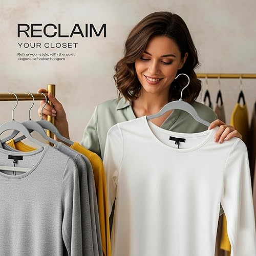 Vista 62 de Utopia Home - Perchas de terciopelo prémium, paquete de 30, traje negro antideslizante con gancho giratorio de 360 grados resistente