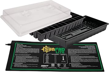SUNPACK Complete Indoor Seed Starting System Tray with Dome and Heat Mat, Multicolored, 11" x 21"