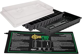 SUNPACK Complete Indoor Seed Starting System Tray with Dome and Heat Mat, Multicolored, 11" x 21"