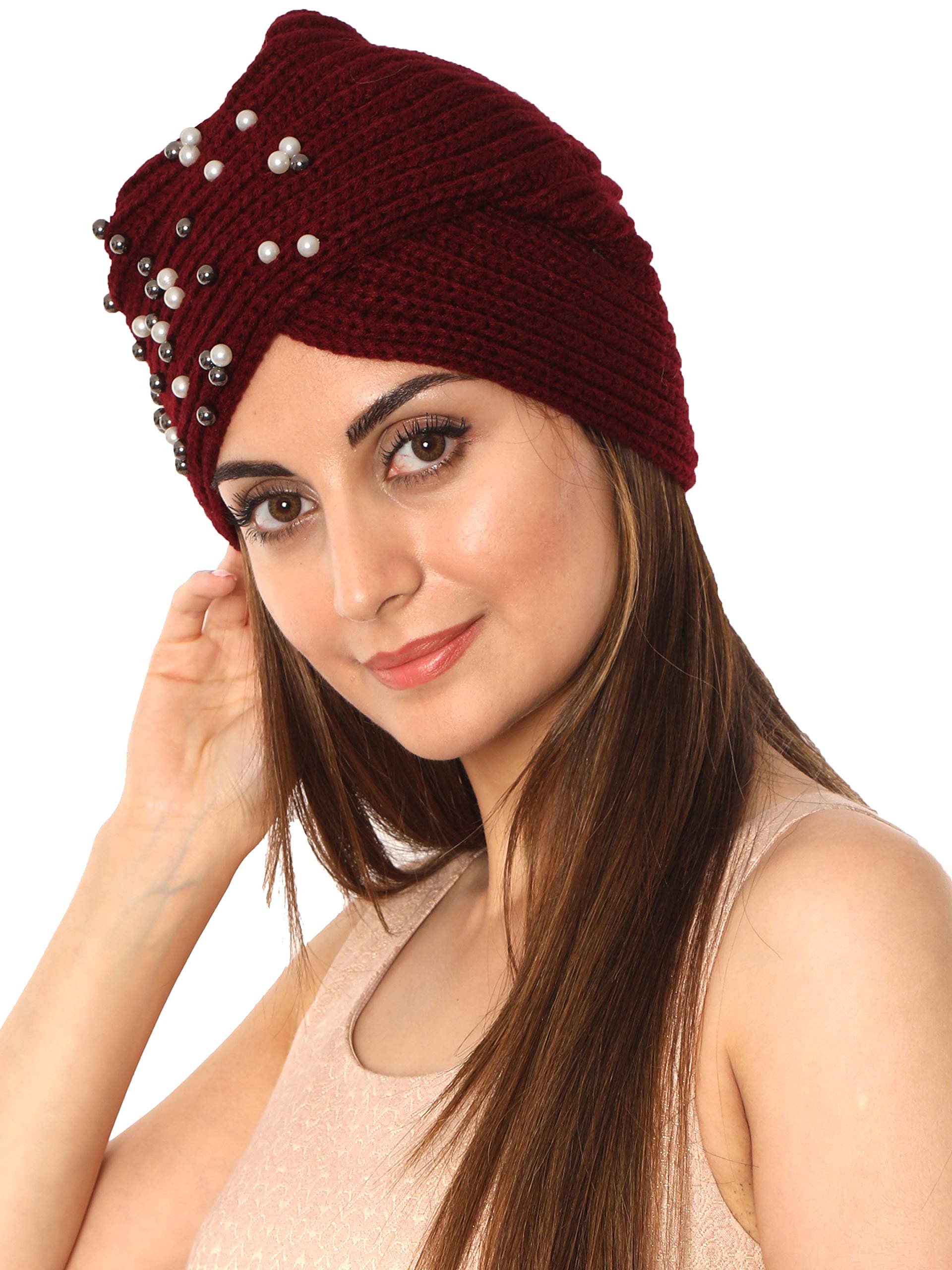 Acrylic Woolen Skull Stretch Headband/Cap/Hair Accessory/Ear Warmer for Women & Girls for Winters
