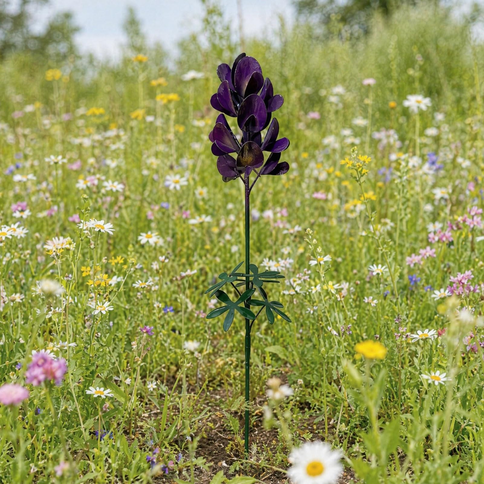 Phalaenopsis metalowy palik ogrodowy, rustykalna rzeźba kwiatowa, sztuka podwórka, 65 cm, dekoracja na zewnątrz, kapryśny kwiatowy ornament na trawnik