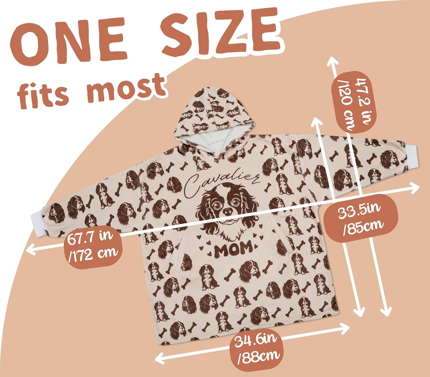 Cavalier King Charles Dog Gifts, Blanket Hoodie for Cavalier Mom on Christmas, Birthday, Mother's Day