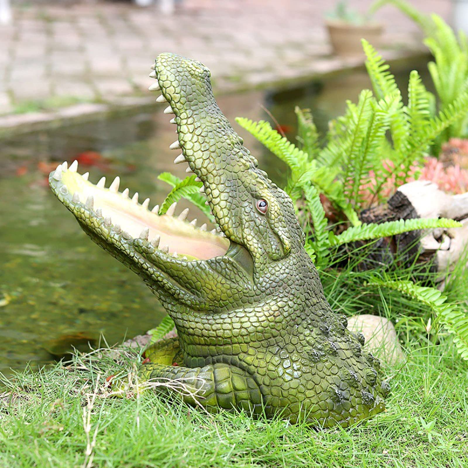 ワニ（クロコダイル）沼獣 ガーデン用彫刻 彫像/ ガーデニング プール