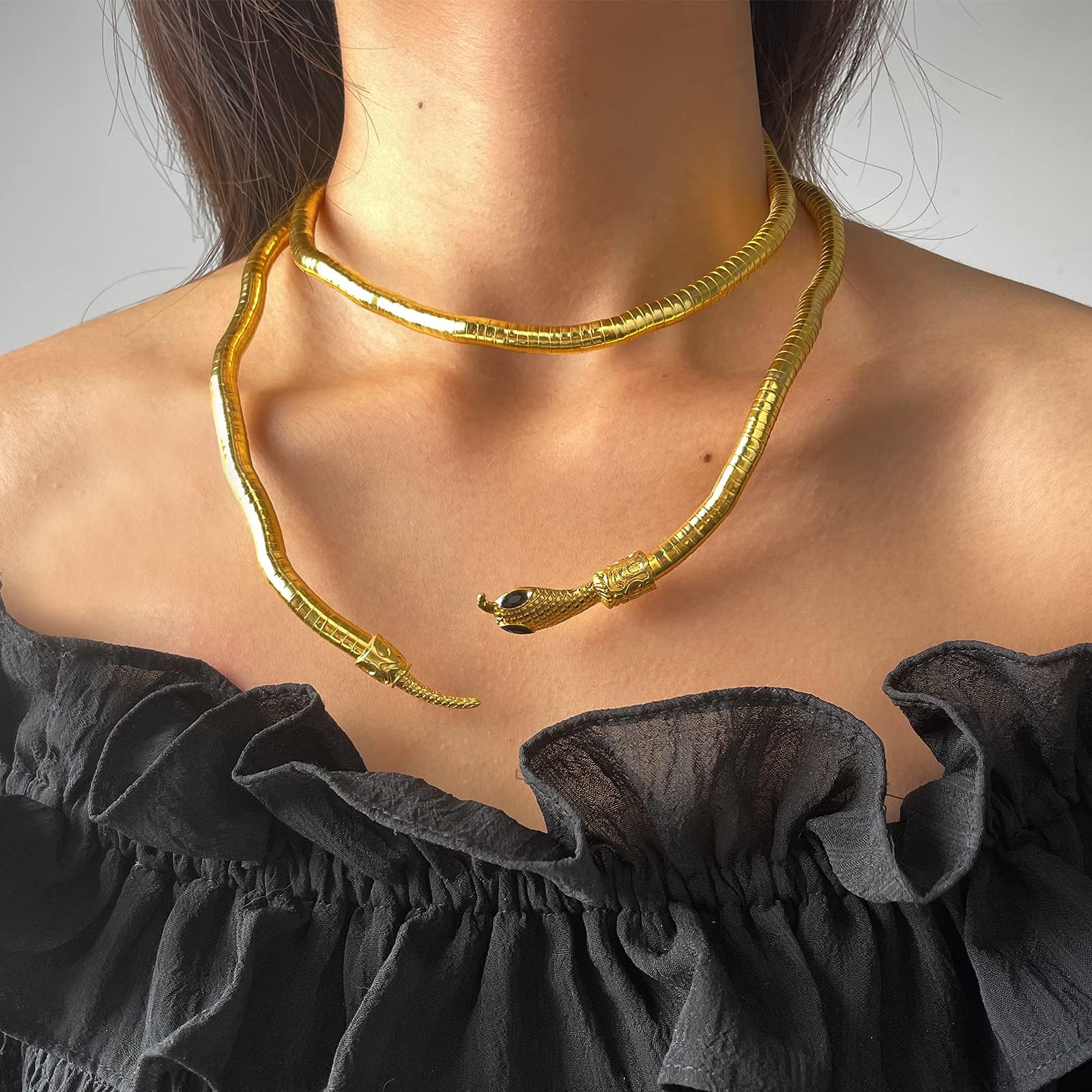 Moguri Naszyjnik Wężowy, Biżuteria, Łańcuszek, Złoty, Snake, Bransoletka na Ramię, Choker, Gumowa