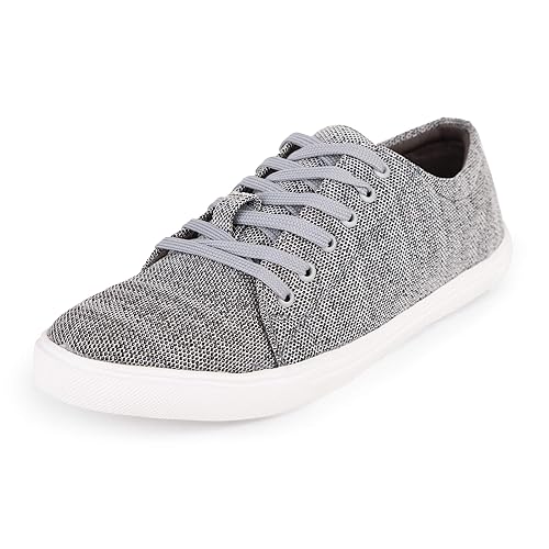MONKS & KNIGHTS Pewter Grey Smart Casual Canvas Sneakers Shoes for Men Boys Girls Unisex