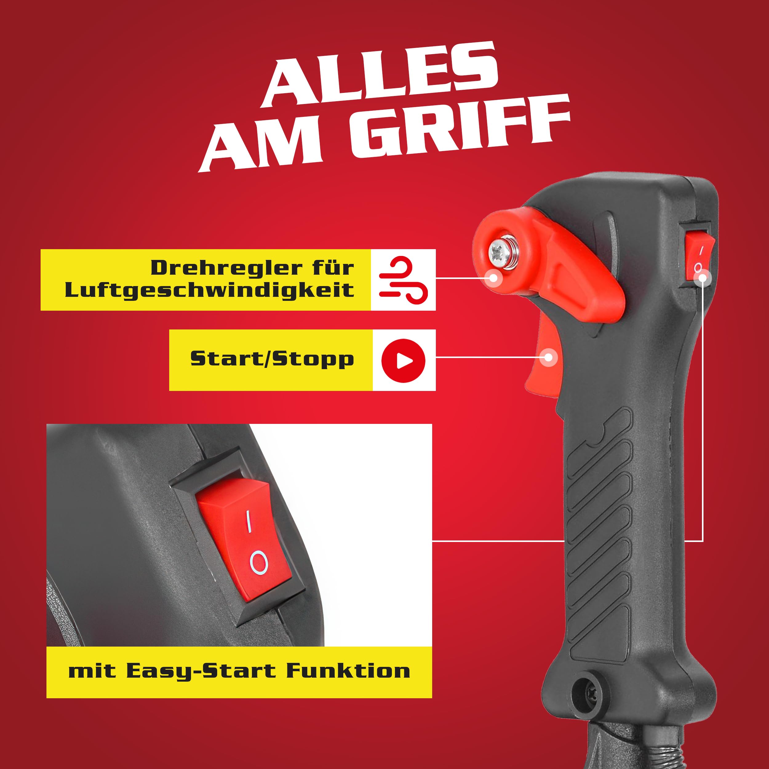 HECHT Benzin Laubbläser 43 cm³ 1,6 PS bis 180 km/h | Laubgebläse mit 792 m³/h Luftleistung, 6,5 kg Gewicht, Einfach-Start und Antivibrations-Rückenaufnahme