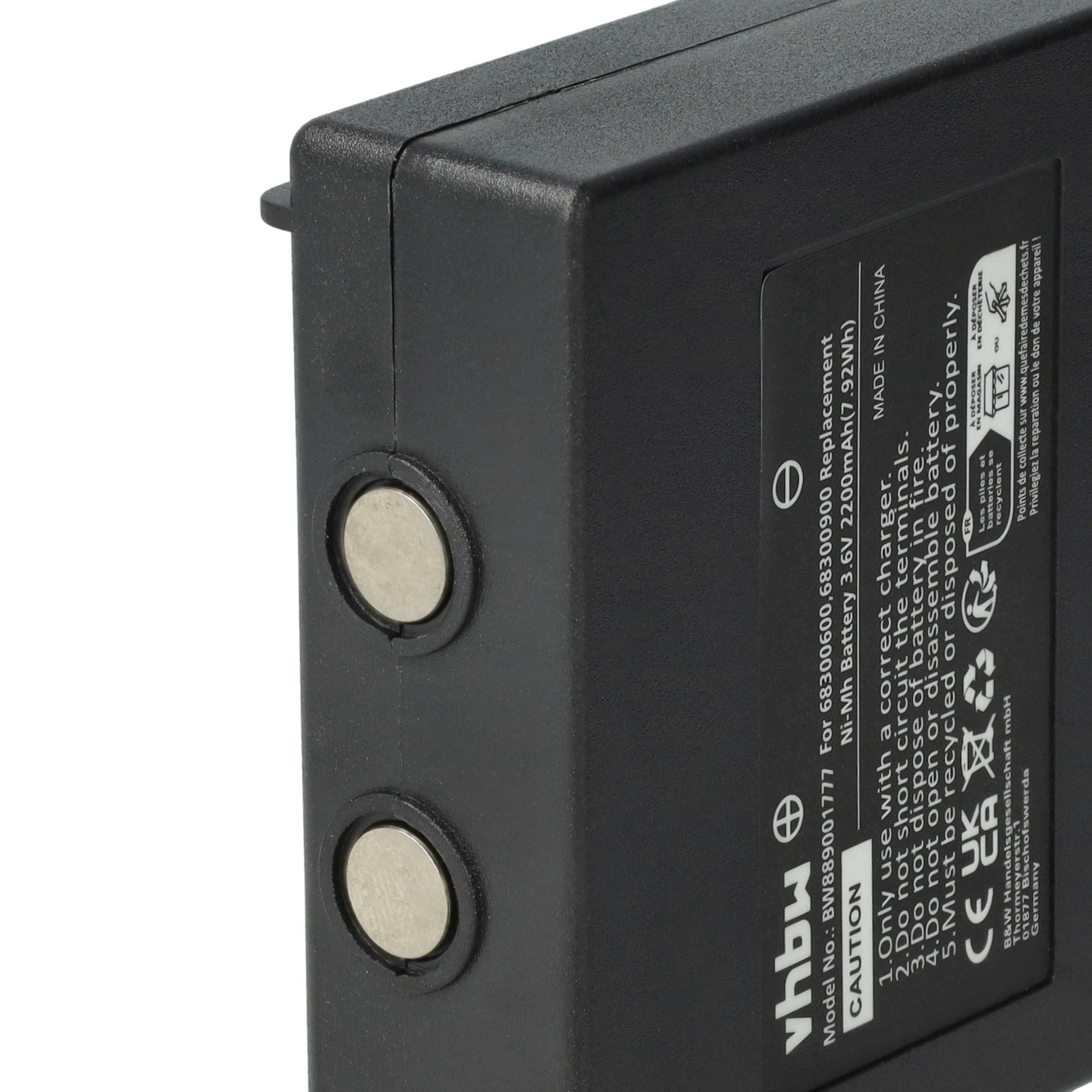 vhbw 2x batteria sostituisce Hetronic 900, 68300900, 68300600, HE900 per Radiocomando Industriale, Telecomando (2200mAh, 3,6V, NiMH) - Nero