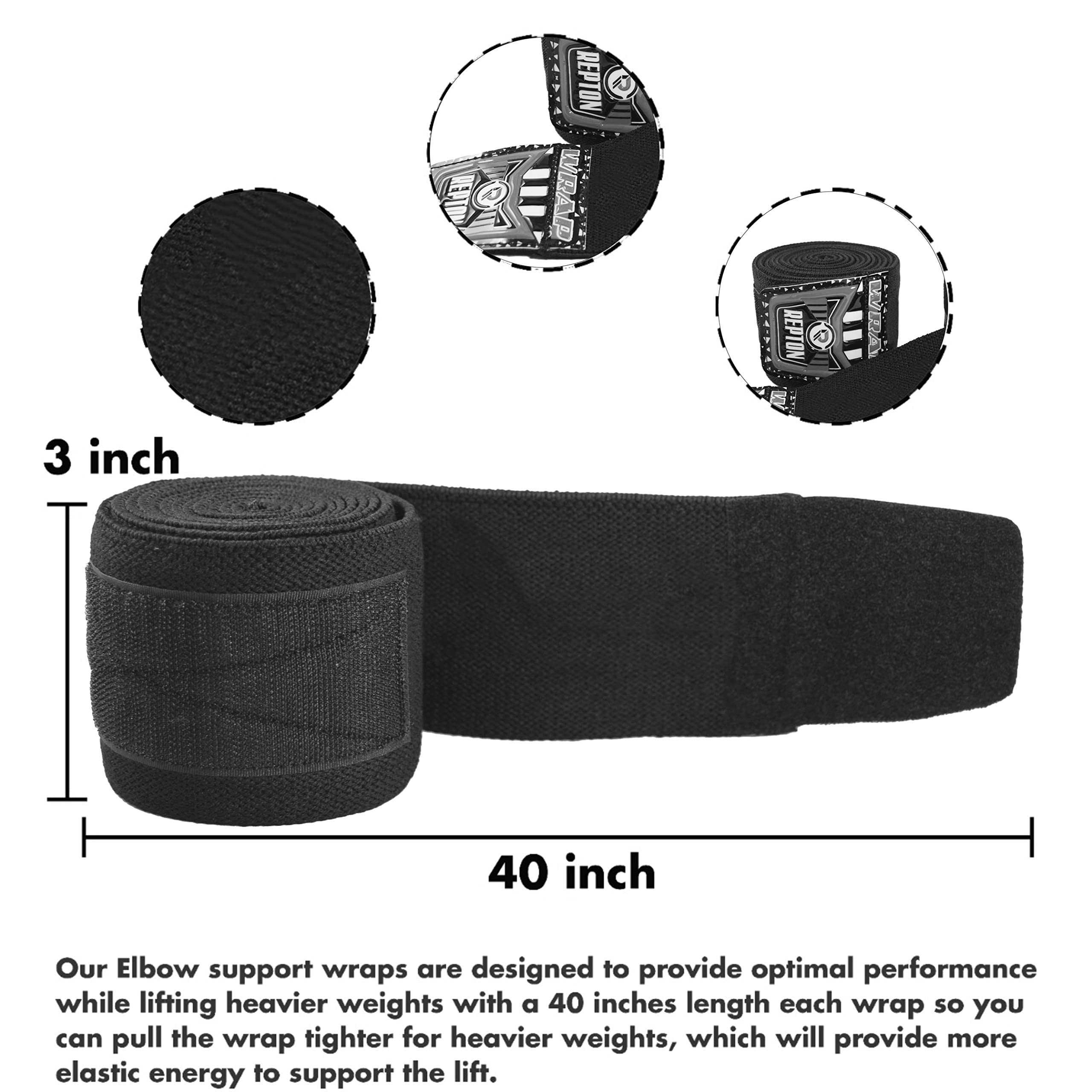 Gym Straps Elbow Wraps For Weightlifting (1 Pair), 47" Elastic Elbow Support Elbow Wraps Weightlifting