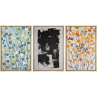 SIGNWIN Framed Canvas Print Wall Art Abstract Paint Dot Plants & Black Color Field Floral Shapes Illustrations Modern Art Rustic Relax/Calm for Living Room, Bedroom, Office - 16