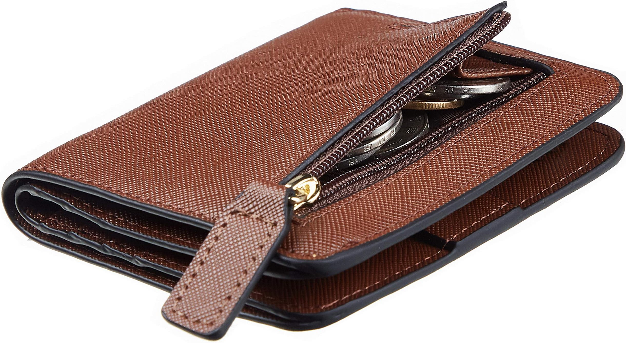Toughergun Small Compact Bifold Wallet Genuine Leather RFID Blocking for Women with ID Window