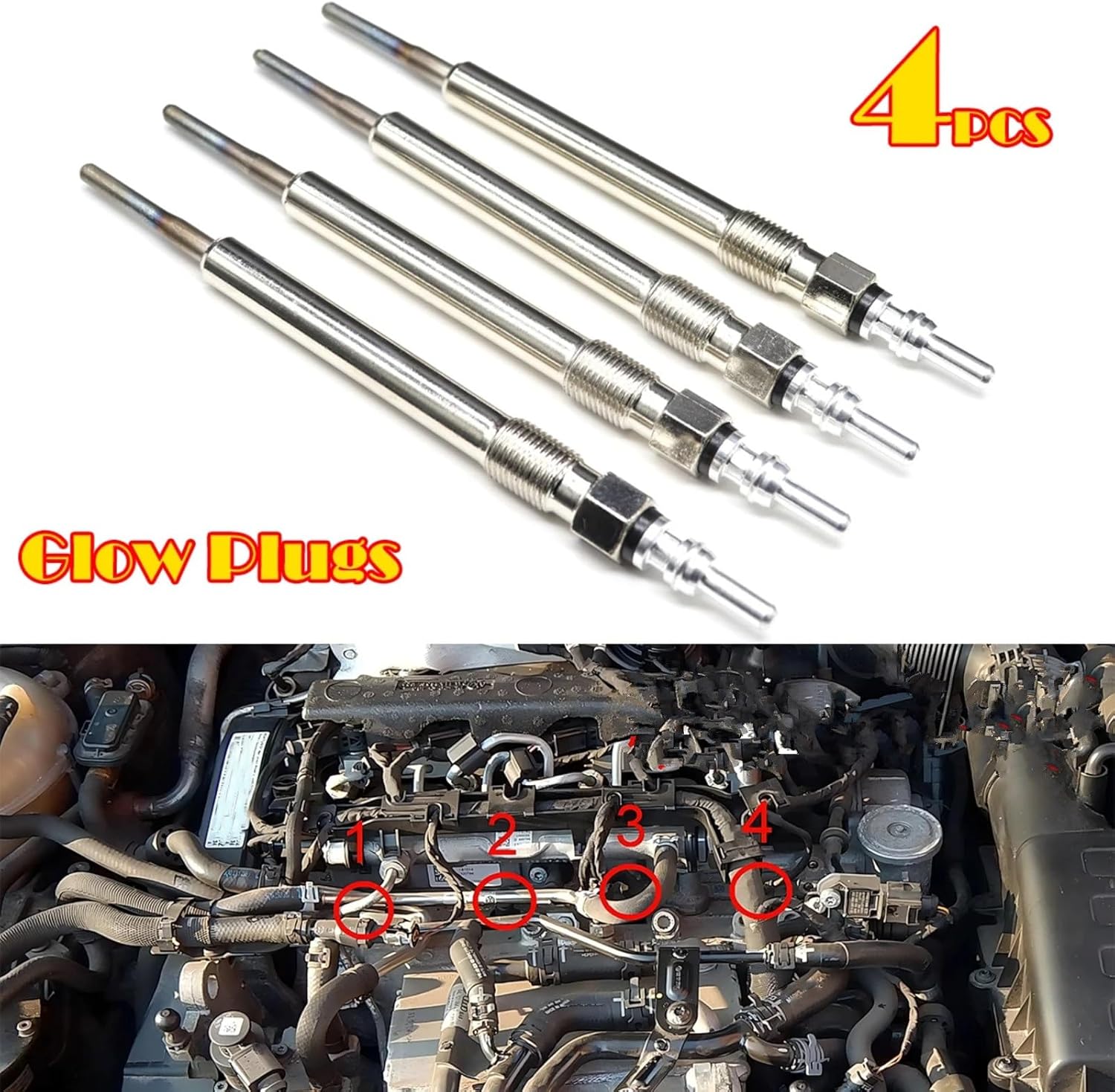Diesel Glow Plug Compatible With Bentley For Bentayga 4V 2016 2017 2018 2019 2020 2021 2022 2023 2024 059963319AB 059963319S Reliable Ignition Glow Plugs