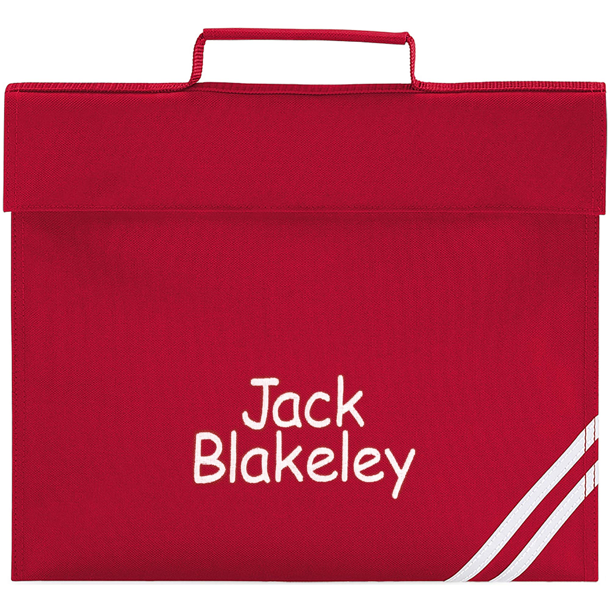 Personalised Embroidered Name School Book Bag (Red)