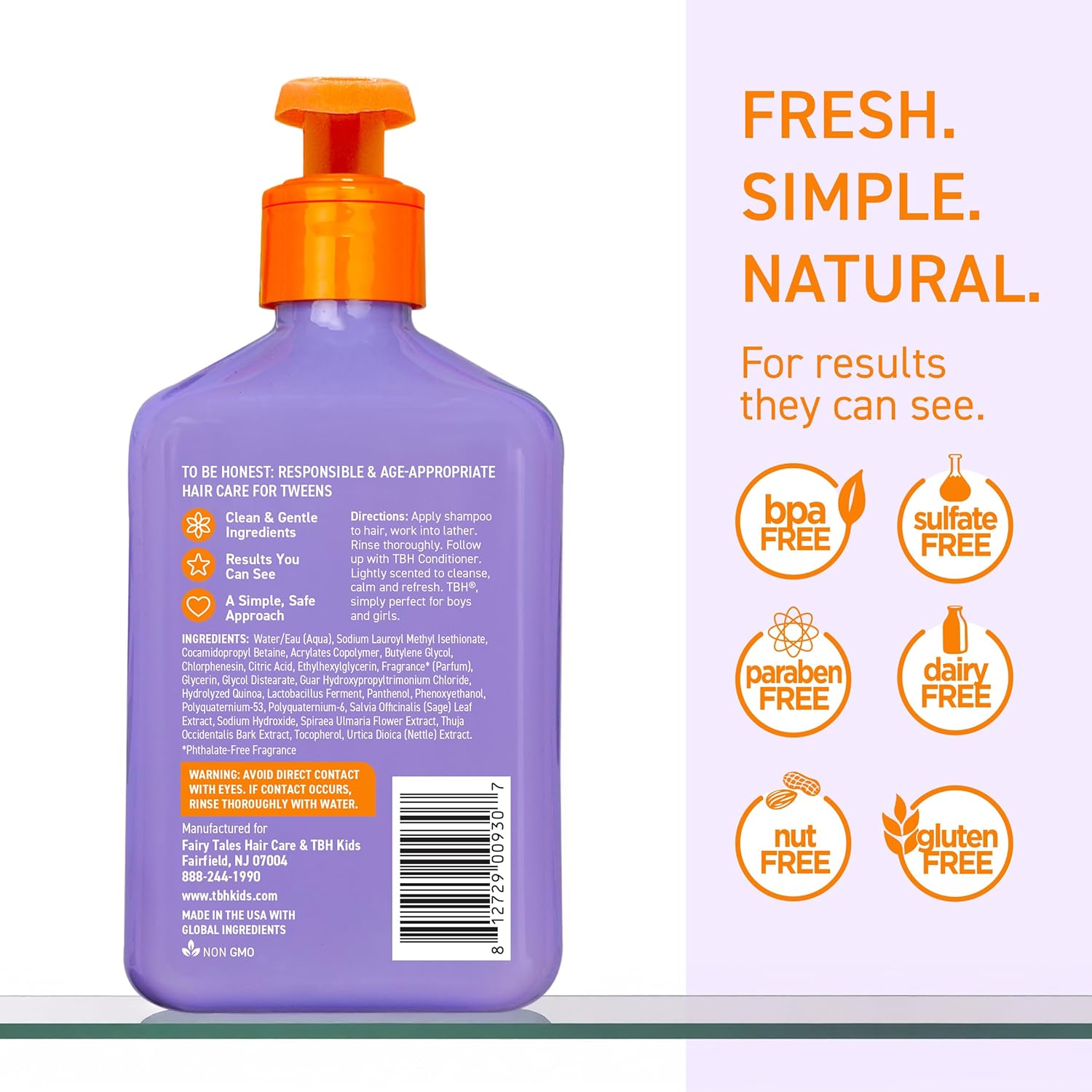 TBH Teen & Kids Shampoo - Lightweight and Detangling Hydrating Hair Shampoo for Dry, Oily, Fine, Curly, and All Hair Types - Tween and Kids Shampoo - Sulfate, Paraben Free- 32 oz