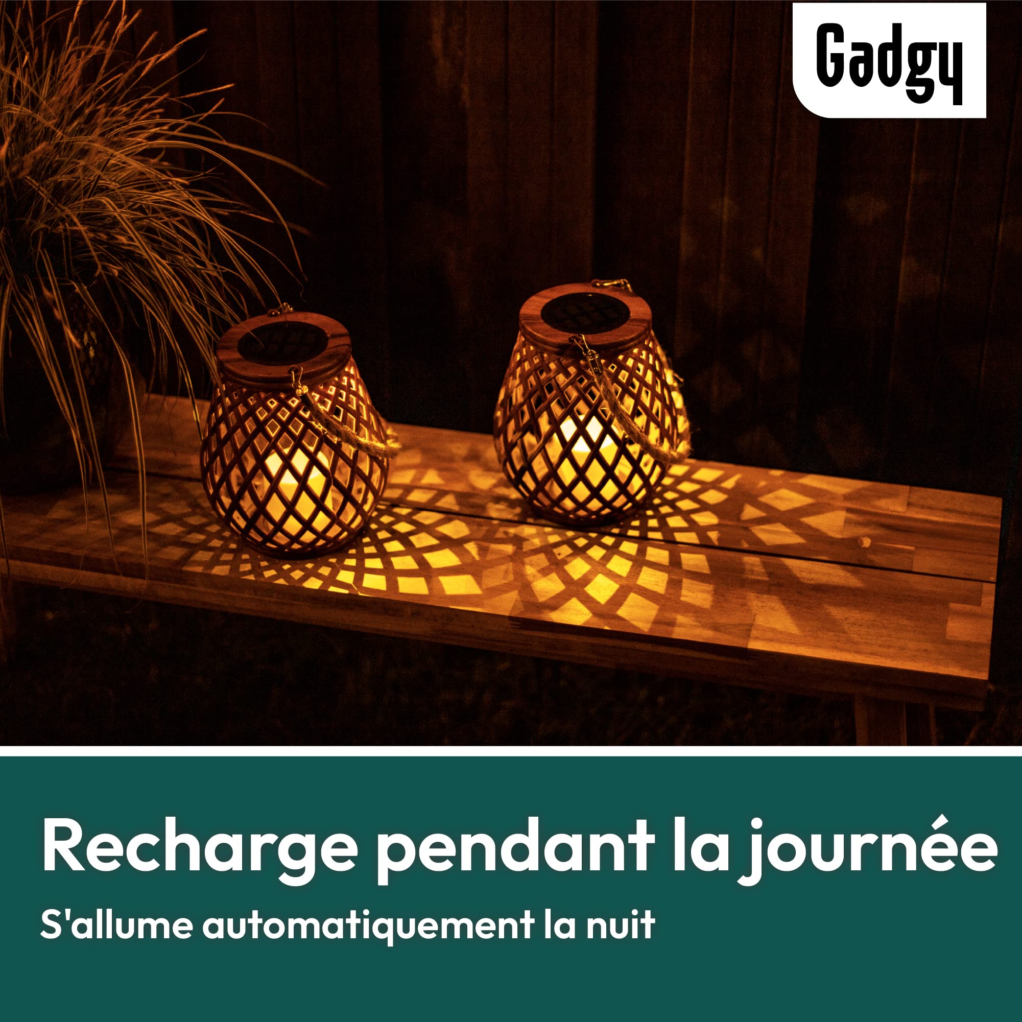 Gadgy Lot de 2 Lanternes Solaires Extérieures LED Effet Rotin pour Jardin Terrasse Balcon