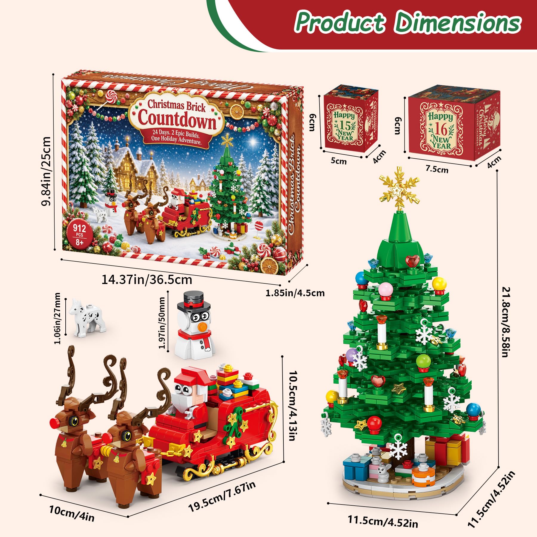 Baustein Adventskalender 2026 für Kinder mit Weihnachtsbaum