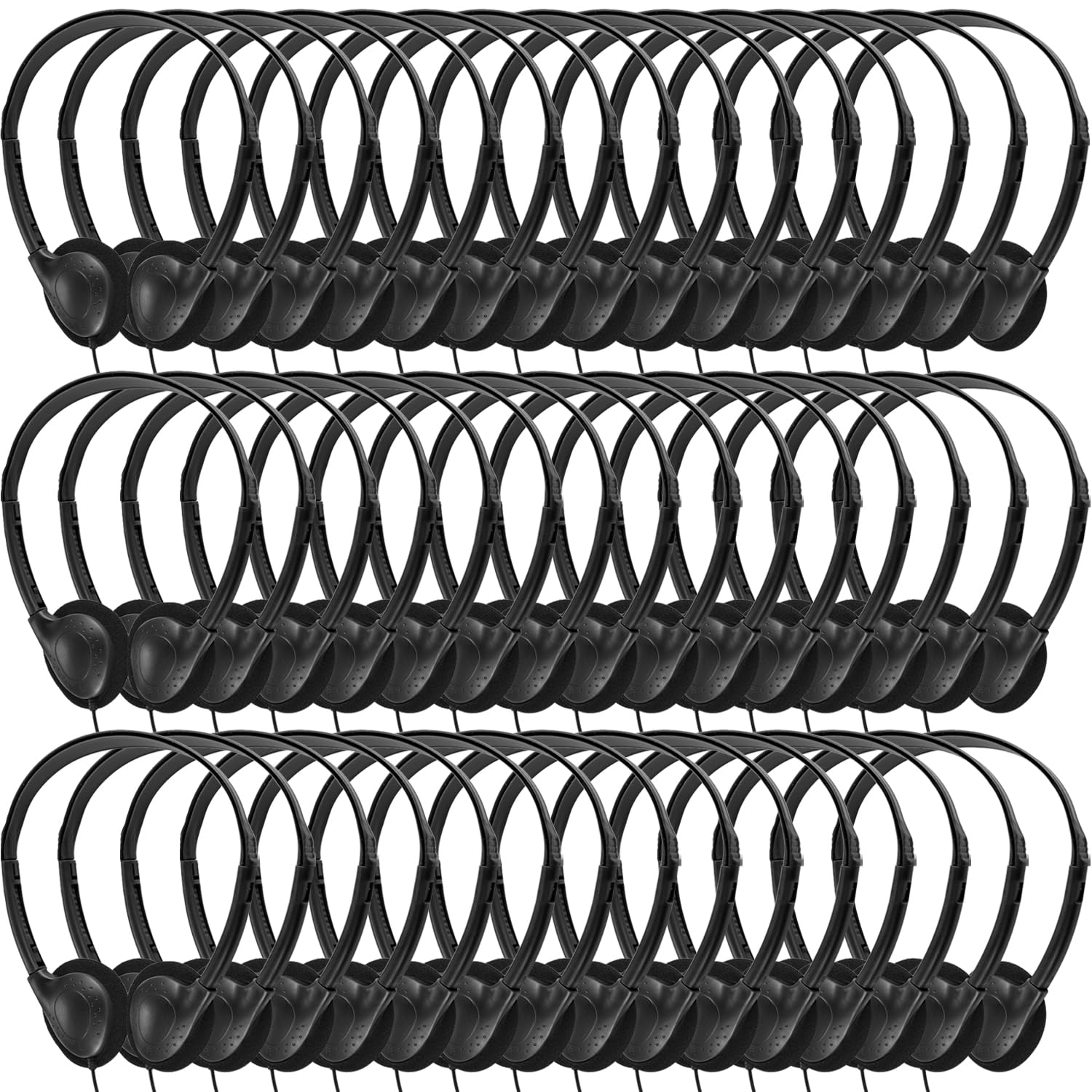 black wired adjustable headphones for kids and adults