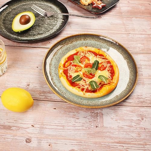 Miniatura 4 de Juego de 4 platos de cerámica para almuerzo, aptos para microondas y lavavajillas, resistentes a los arañazos, vajilla de porcelana de 10 pulgadas,