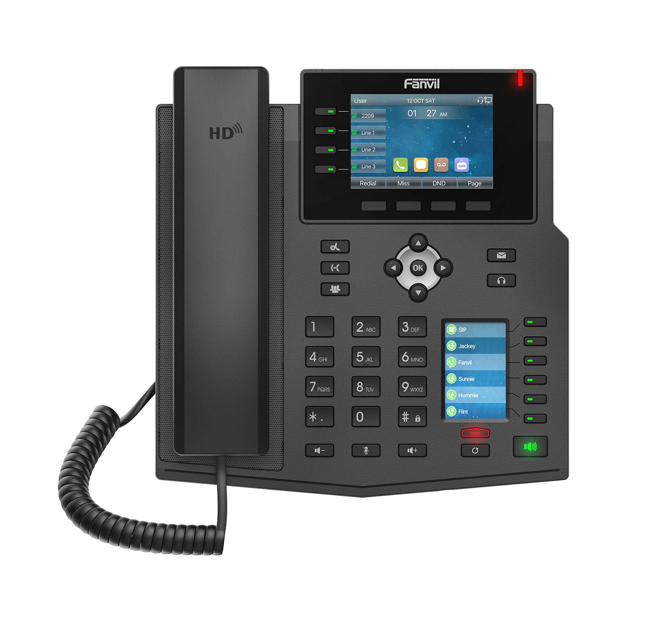 Fanvil X5U High-End VoIP Phone, 3.5-Inch Color Display, 2.4-Inch Side Color Display for DSS Keys. 16 SIP Lines, Dual-Port Gigabit Ethernet, Power Adapter Not Included — Amazon image 2