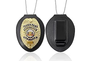 Standard Leather Shield Case Gold Replica Badge for Security or Costume Accessories