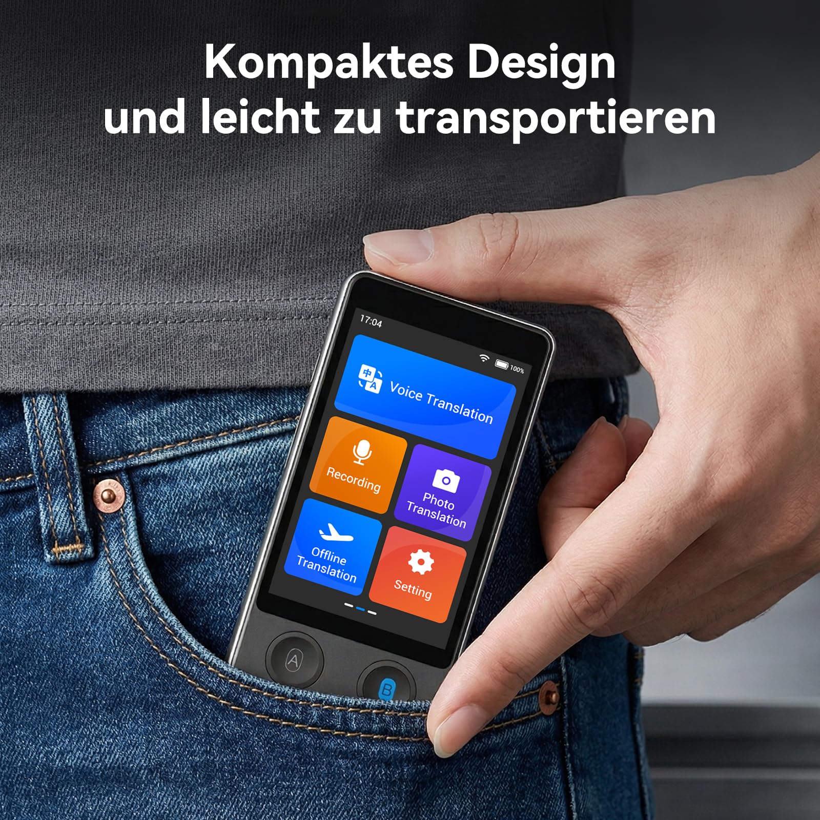 Wooask W12 Sprachübersetzer, 140 Sprachen Echtzeit Online/Offline/ChatGPT/Foto Unterstützung