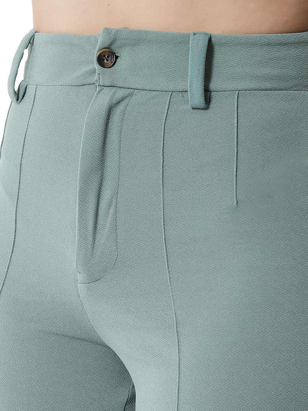 KOTTY Women Polyester Blend Green Solid Trousers(Light Moss Green,34) 1