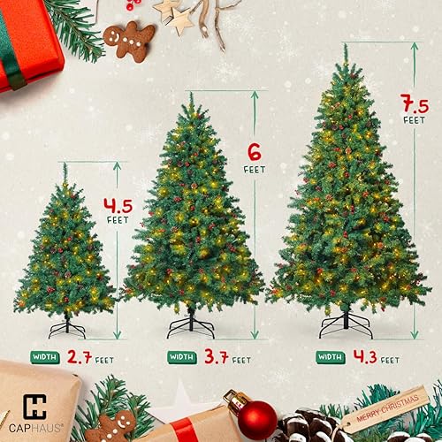 Miniatura 3 de Fencer Wire Árbol de Navidad artificial preiluminado de alta calidad de 6 pies con 800 puntas de ramas prearticuladas y soporte plegable, 250 luces