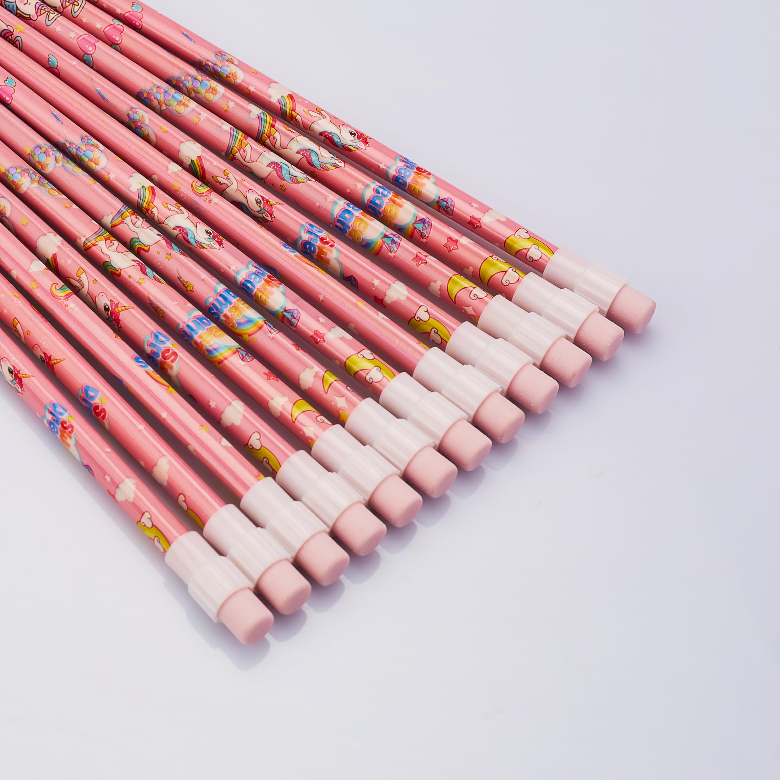 CherryBox Unicorn Pencils Stationary Kit - 24 Pencils Set with 2 Topper 2 Unicorn Erasers and 2 Sharpner for Kids, Boys and Girls, Birthday Return Gift Stationary Sets of 2 4