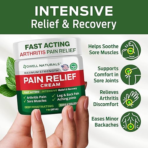 Miniatura 5 de Owell Naturals - Crema para aliviar el dolor de la artritis 7 onzas máxima fuerza alivio de penetración profunda para dolores neuropatía