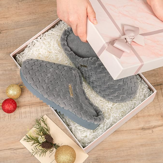 LongBay women's slippers with memory foam and plush non-slip slippers