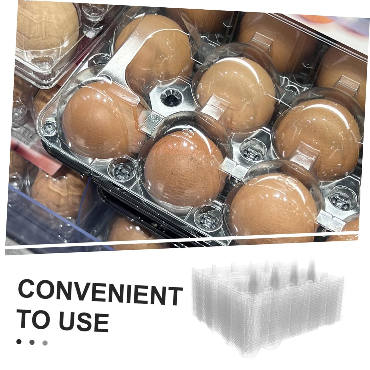 Zerodeko 30pcs Transparent Plastic Egg Cartons Reusable Egg Protector Box for Efficient Storage Transport Space Saving for Refrigerators Homes Supermarkets