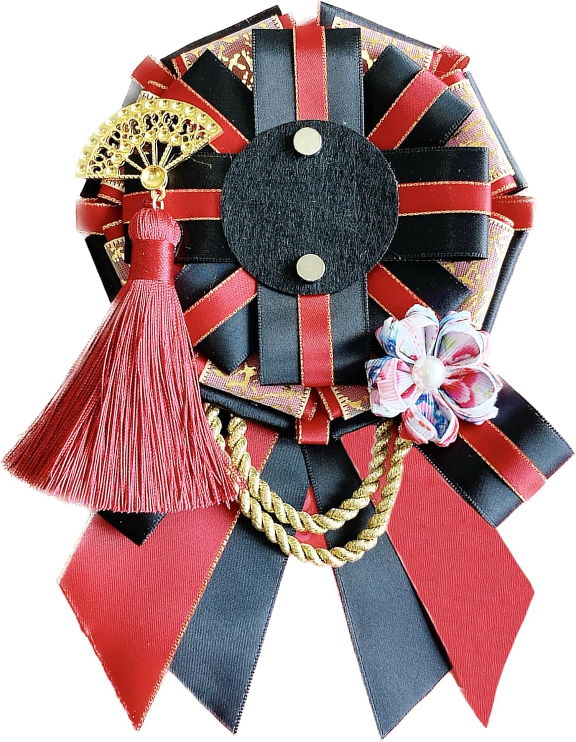 G Trigger Japanese Pain Rosette, Decorative Rosette, Can Batch Rosette, Various Types, Parts, Chain, Ribbon, Pain Bag Decoration, Handmade, DIY Rosette Decoration, Character Red