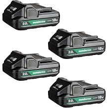 Metabo HPT 4-Pack 18 Volt 2.0Ah Lithium Ion Batteries with Fuel Gauge, 382310M