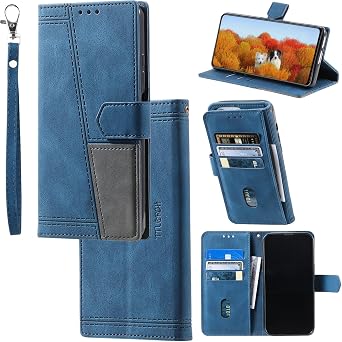 Compatible with Samsung Galaxy S6 Edge Case,PU Leather Stand Compatible with Samsung Galaxy S6 Edge SM-G925 Flip Magnetic Closure Protection Phone Wallet Cover Blue