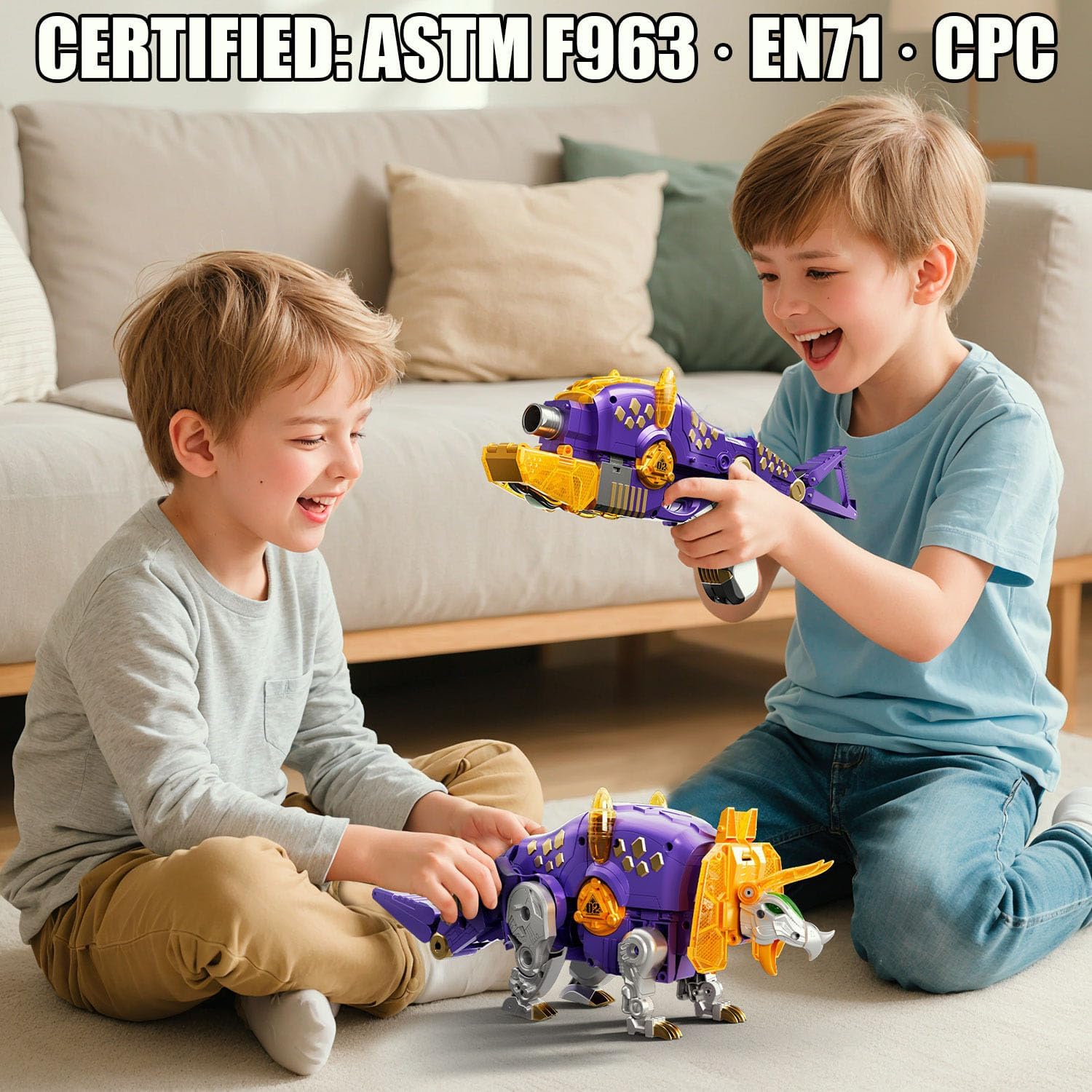 Blaster Toy Gun Transforming Alloy Dinosaur - 2 in 1 Morphing Toy (Gun to Dino), Soft Bullet Toy Blaster Gun with 20 Foam for Indoor Outdoor Shooting Game, Toy Blaster for Kids Boys Girls (T-Dino)