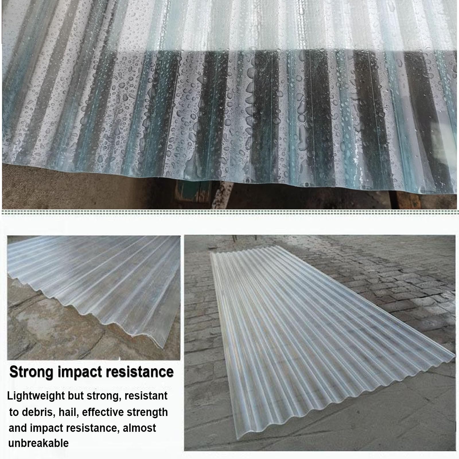 Hojas de Techo Corrugado, 1.5mm Panel para Tejado Transparente, Paneles para Tejado Resistentes al Impacto, Chapa Ondulada para Invernaderos, Placa Ondulada Anti-UV (0.9×1.7m/35×67in,1pcs)