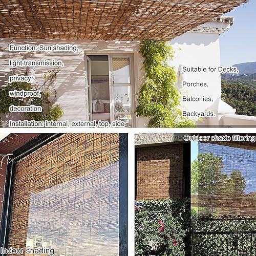 Miniatura 4 de HIAPES Persianas de bambú para patio al aire libre, transpirables, adecuadas para terrazas, porches, balcones y patios traseros