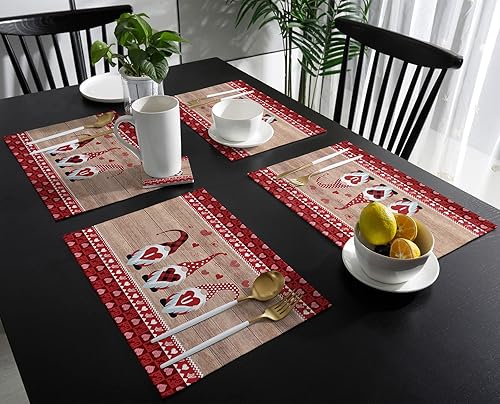 Miniatura 9 de Juego de 6 manteles individuales de Navidad, diseño de árbol de Navidad, diseño de muñeco de nieve azul degradado, copos de nieve para mesa de