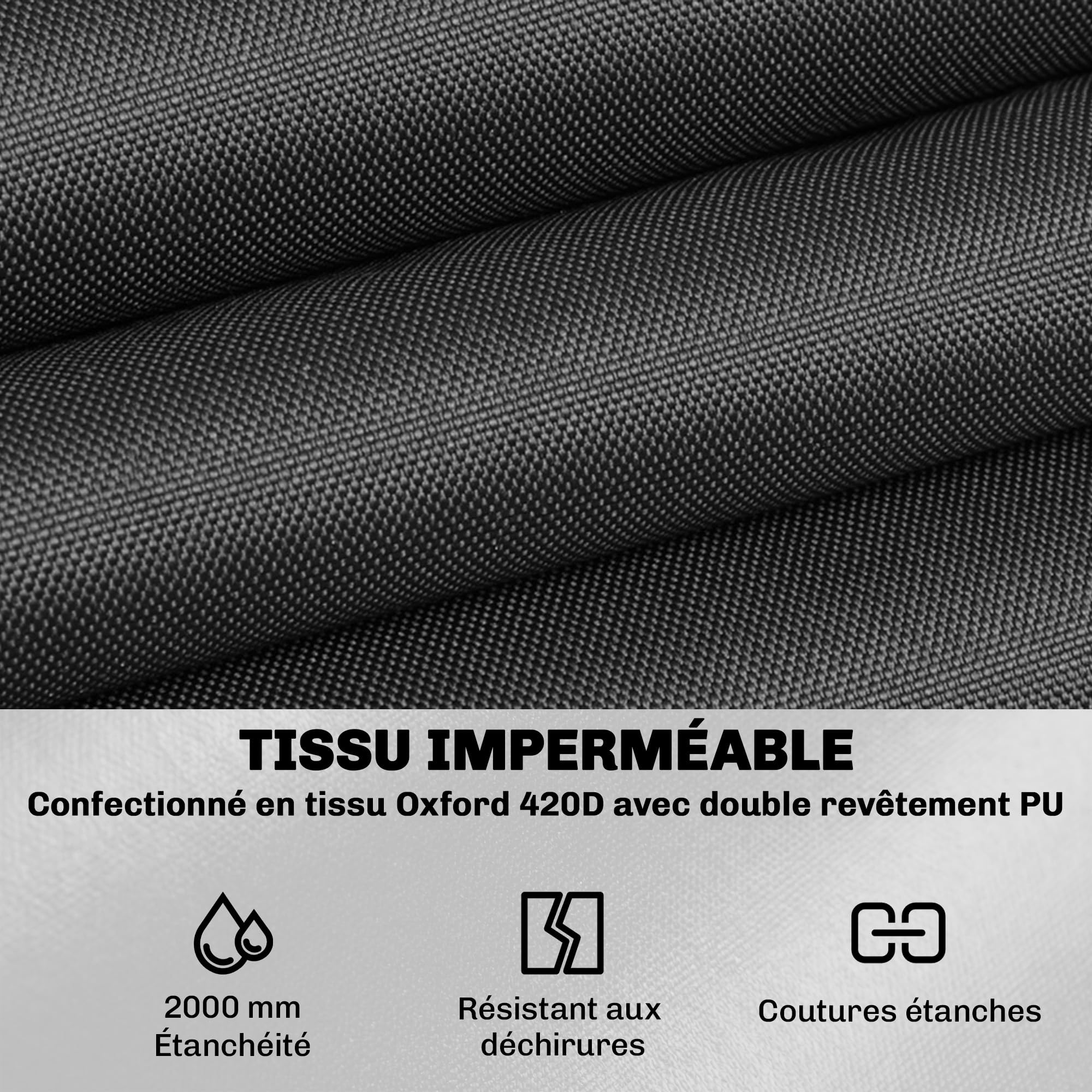 Outsunny Housse pour mobilier de jardin rond, housse de table imperméable, tissu Oxford 420D robuste pour table et chaises de jardin extérieur, Ø200 x 80 cm, noir