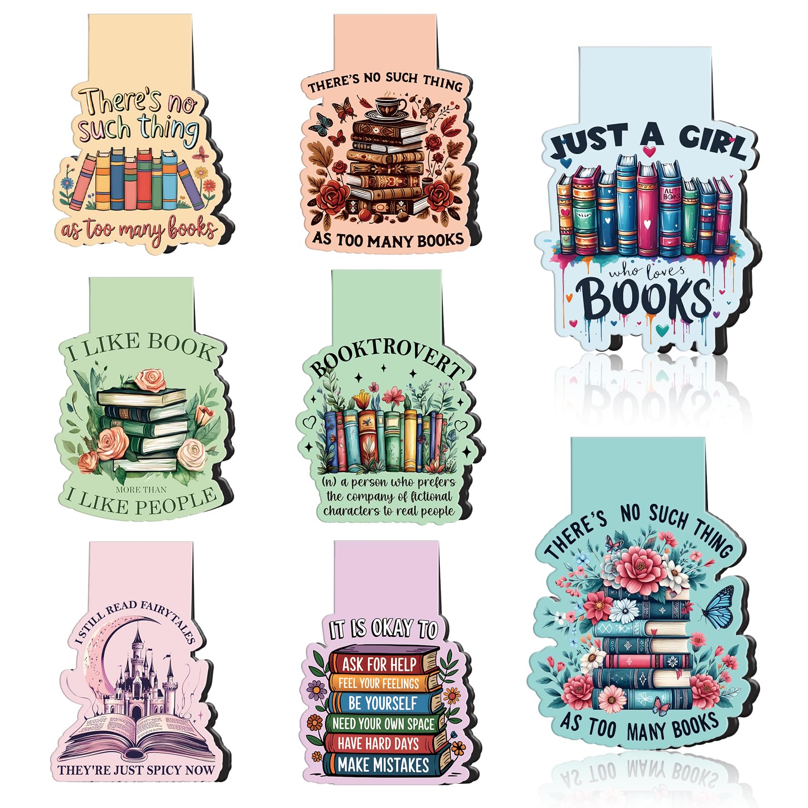 Magnetische Lesezeichen für Buchliebhaber, Geschenke – Wxiben 8 Stück, lustige Lesezeichen, magnetisch für Frauen, Bücherwurm, Lesezeichen, Magnete, Seitenmarkierer, Clip für Frauen, Männer, Lesen