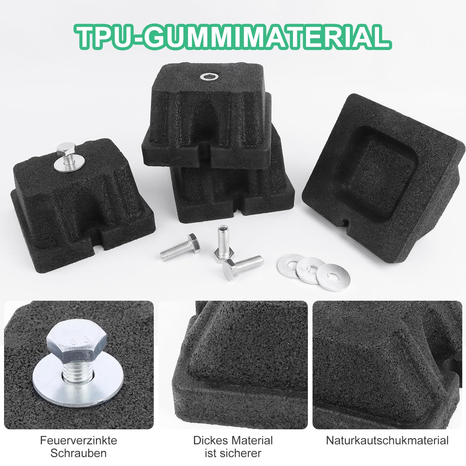 Bodenkonsole Dämpfungssockel 4Stk Set Wärmepumpe Antivibrationsfüße für Klimaanlage im Außenbereich Wärmepumpen 150kg Mindestlast Belastbar 120x120x65mm