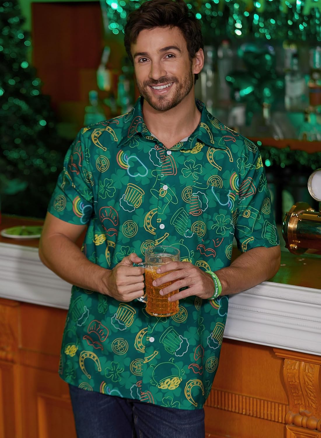 Arvilhill Men's St Patricks Day Printed Button Up Shirt - Image 7