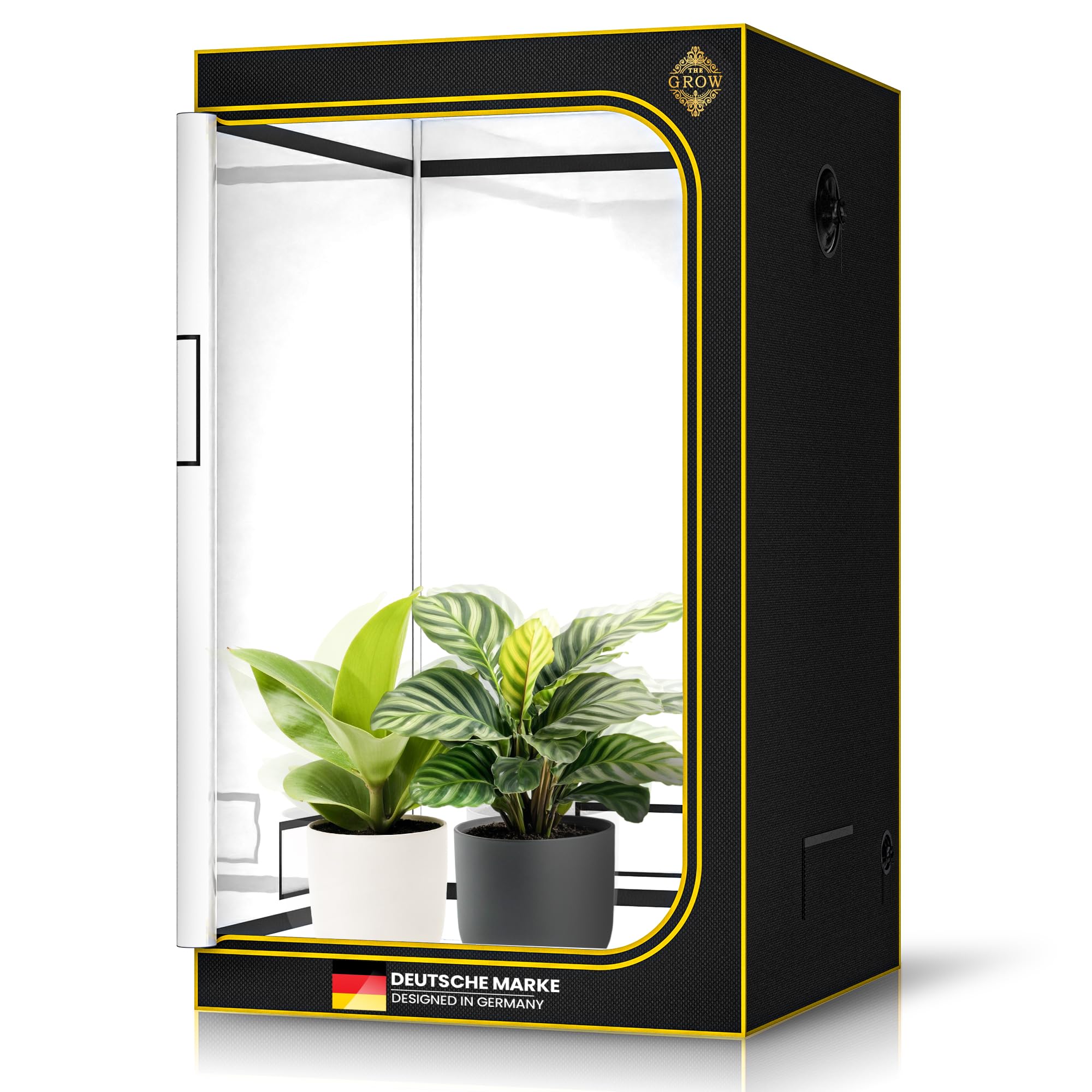 Edelweiss PRO Growzelt 100x100x200 cm, lichtdichtes Indoor-Grow-Zelt, PAR-White Innenfläche, 2000D Black-Armor, 16 mm Metallrahmen