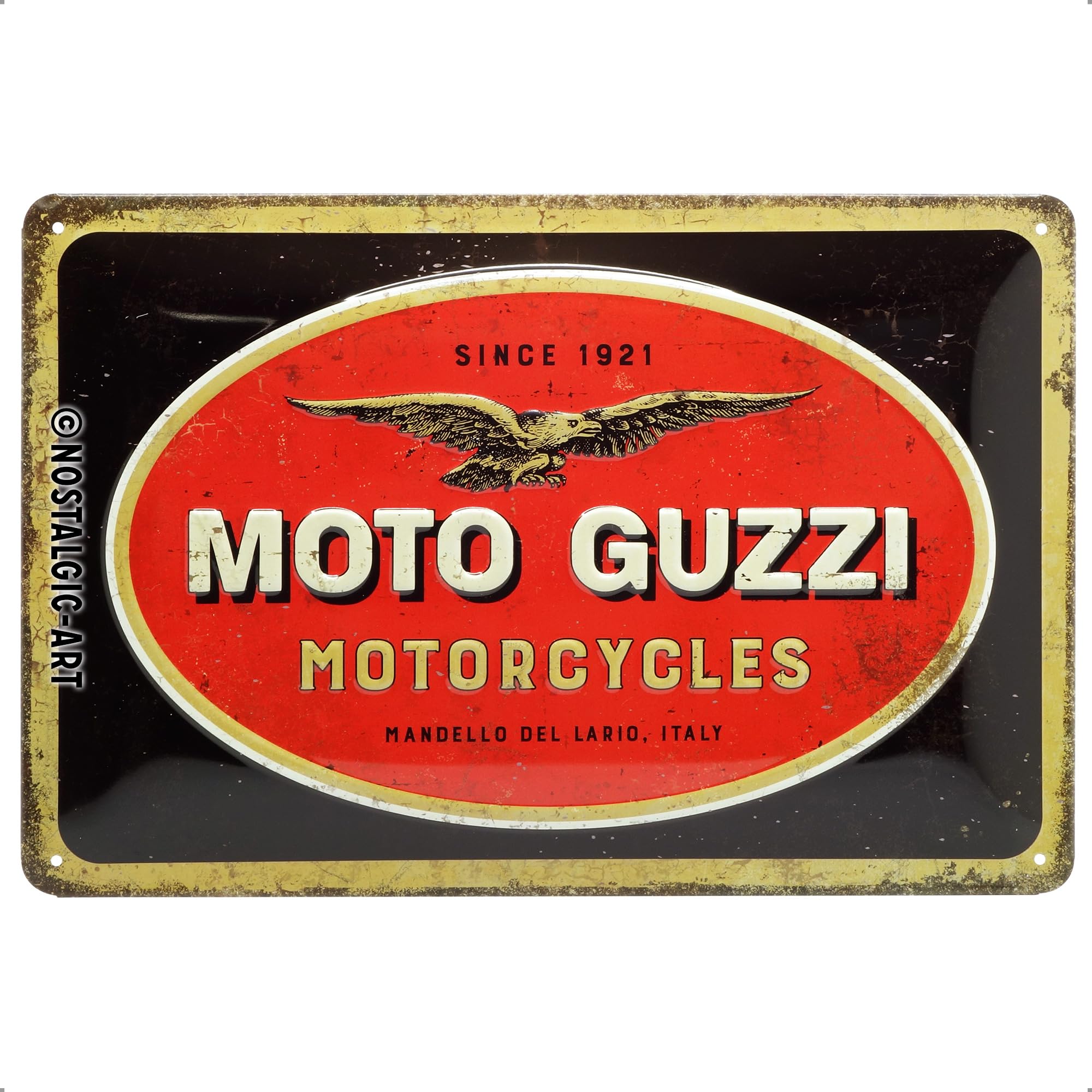 Nostalgic-Art Retro Tin Sign, 7.9" x 11.8", Moto Guzzi – Logo Motorcycles – Gift idea for motorbike fans, Metal Plaque, Vintage design for wall decoration