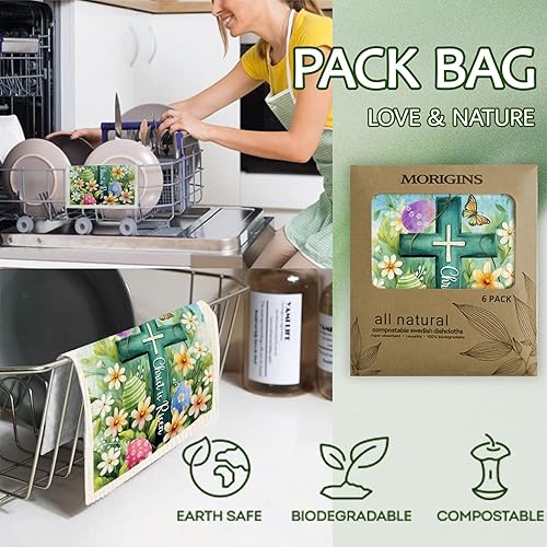 Miniatura 9 de Morigins Paños de cocina suecos para el día de San Valentín paños de esponja de celulosa toallas de papel reutilizables antiarañazos biodegradables